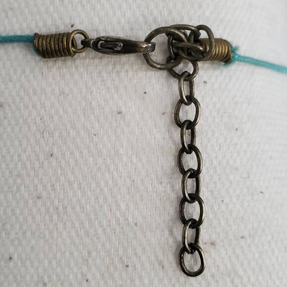 Vintage Turquoise Stringed Glass Bead Disc Necklace - Picture 6 of 6